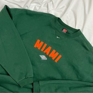 nike vintage university of miami hurricanes sweatshirt